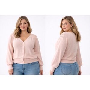 Adele Joyce Womens Sweater XL Pink Angora Lambswool Beaded Soft